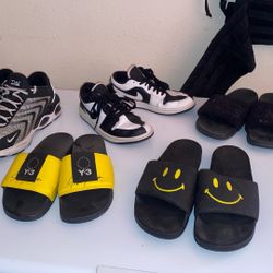DESIGNER SHOES LOT OR INDIVIDUAL NIKE AIR MAX, AIR FORCE ONE, CHINATOWN MARKET SMILEY SLIDES, YOJI YAMAMOTO Y-3 YEEZY SLIPPERS YELLOW VANS FUZZY SHOES