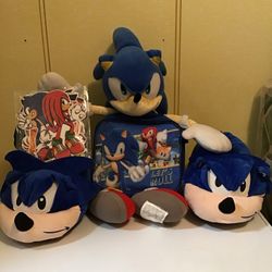 Sonic The Hedge Hog  1lunch Pale 1 Pair Of House Shoes 1 Pk Of Party favors sold As Set