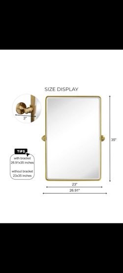 TEHOME Gold Pivot Rectangle Bathroom Vanity Mirror