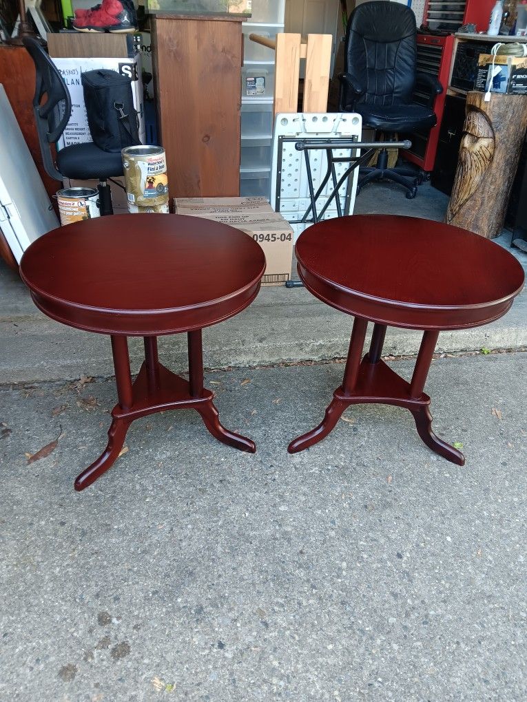 Pair Of Cherry End/Drum Tables