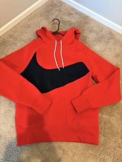 Men’s Nike Swoosh Tech Fleece Red Black Size XL Hoodie Sweatshirt