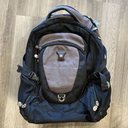 Swiss Gear Black/Gray Backpack - School Travel Heavy Duty Padded Laptop Air Flow