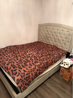 Grey queen bed frame