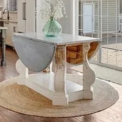 Counter Height Serving Console Table With Drop Leaf