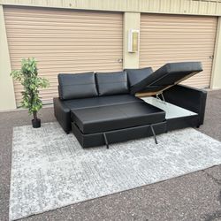 IKEA Friheten Sleeper Sectional w/ Storage (Bomstad Black Leather)