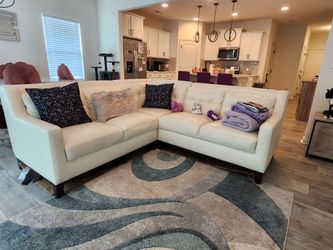 White faux leather sectional