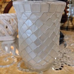 6" Opal Metallic White Vase Candle Holder