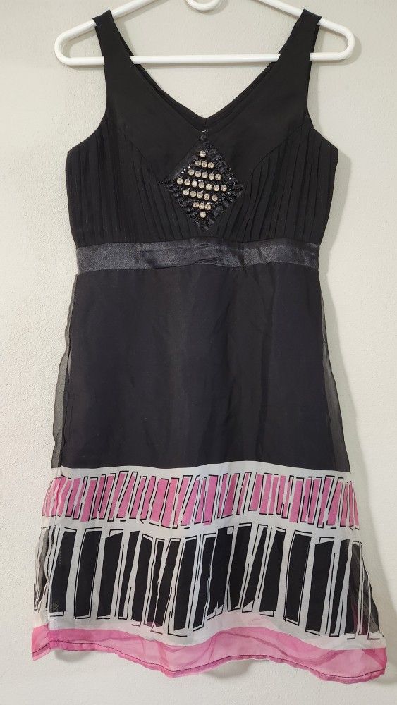 Forever 21 Black And Pink Bejeweled Dress