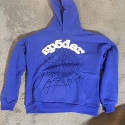 Blue Sp5der Hoodie with Rhinestones
