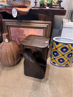 Carved wood night stand / side table