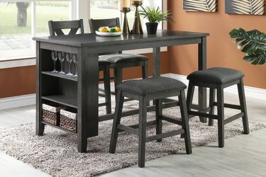 5 Piece Counter dining Table Set with 2 Chairs And 2 Stools