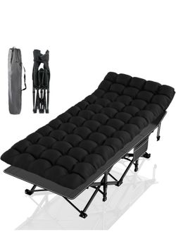 Folding Camping Cot with Mat for Adults
