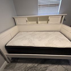 Twin Day Bed With Storage  82” X 55” Brand New Mattress 