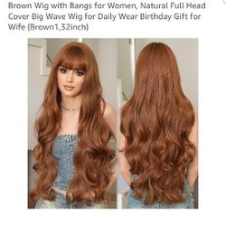 Apricot Brown Wig with Bangs for Women, 