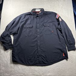 Bulwark FR Shirt Men 4XL Blue Flame Resistant CAT 2 IQ Series Westex G2 Workwear