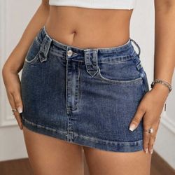 Shein denim mini skirt with pockets
