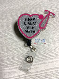 Nurse heart badge reel, keychain, phone grip