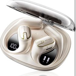 Open Ear Headphones Earbuds wireless - 5.4 Bluetooth Ear Buds with LED Digital Display IPX7 Waterproof, Wireless Headphones Touch Control Air Conducti