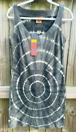 Tory Burch  Leather Dress ⚡ Women's Size 4 Greystone  Shawna Tie-Dye Night Out