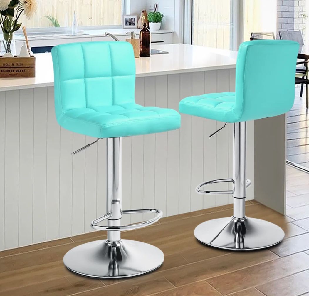 Swivel Adjustable Height PU Leather Bar Stool Set