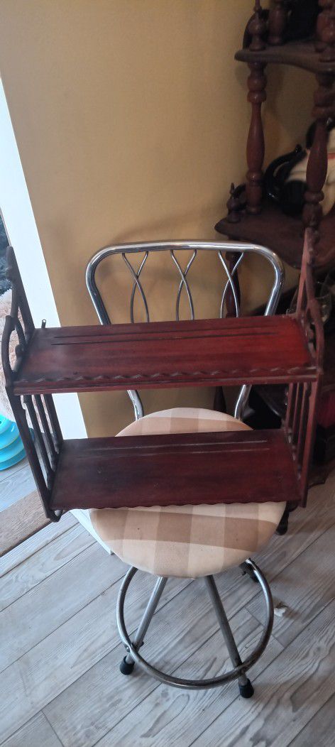 Vintage Mcmahogany Wood Shelf Unit Needs Repair