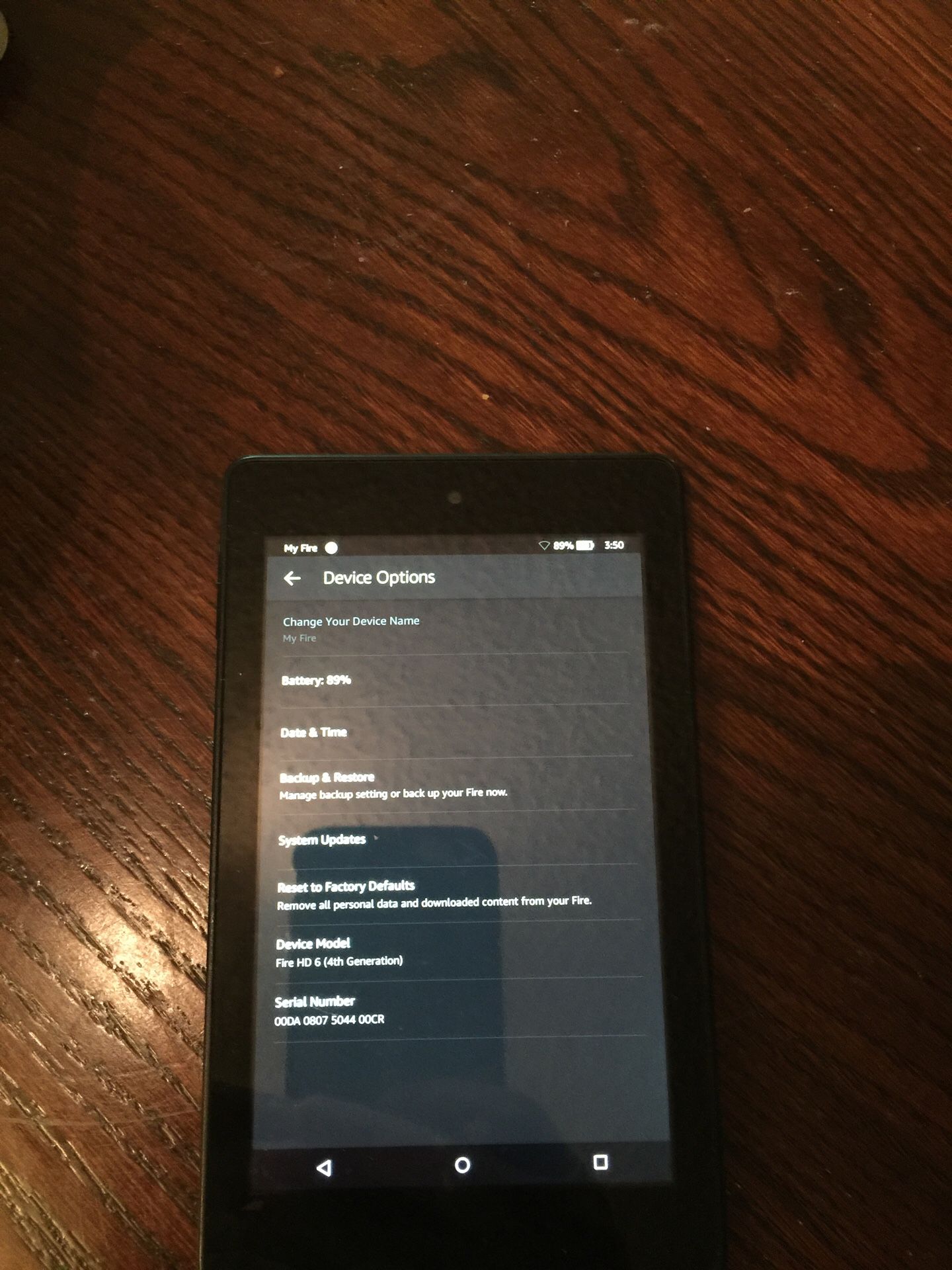 Kindle Fire HD 6 fourth generation.