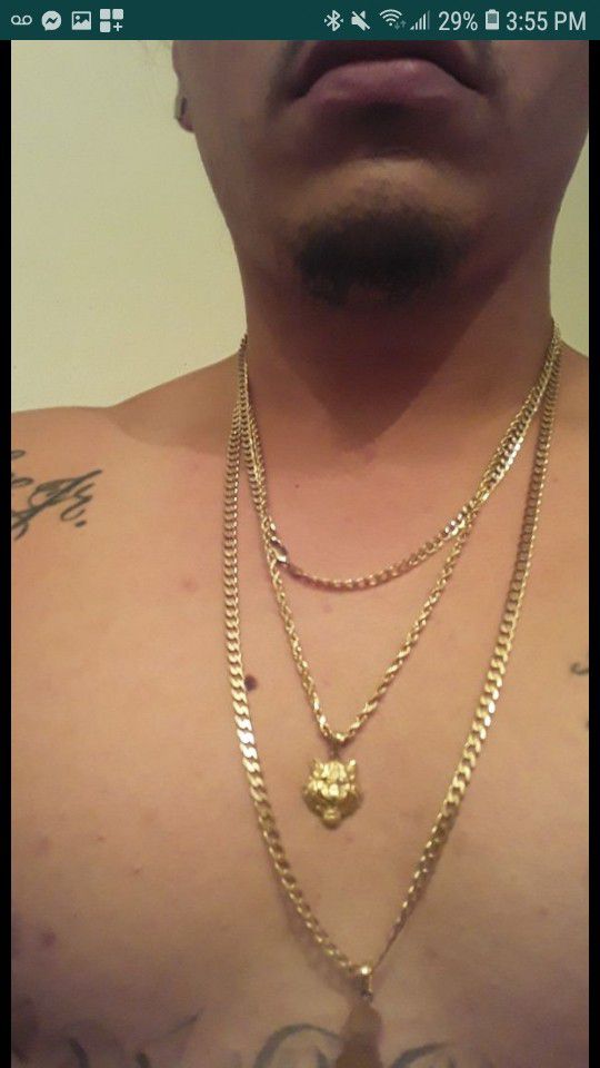 2_ 10k gold chains and pendant 300 a peace for each chain