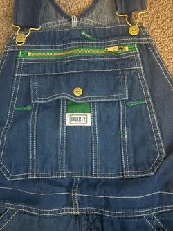 Vintage Style Liberty Denim Overalls 30x32 // Green Zipper Gorpcore