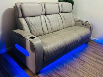 Memorial Day Sale Beige Breathing Leather Living room Recliner Sofa
