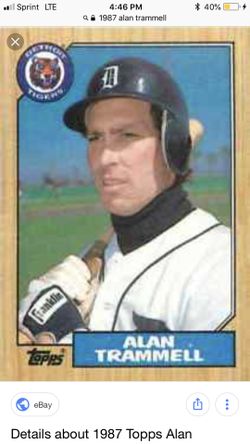 Alan Trammell 1987 Topps Baseball cards .10 each