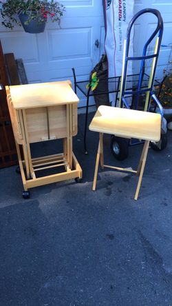TV tray tables matching serving cart wheels
