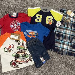 Lot Of 6 Boys Clothes -12 Months (1 is 18 mos); 4 are NWT, 2 are used- Carters, Little Rebels, Garanimals, Vitamin Kids