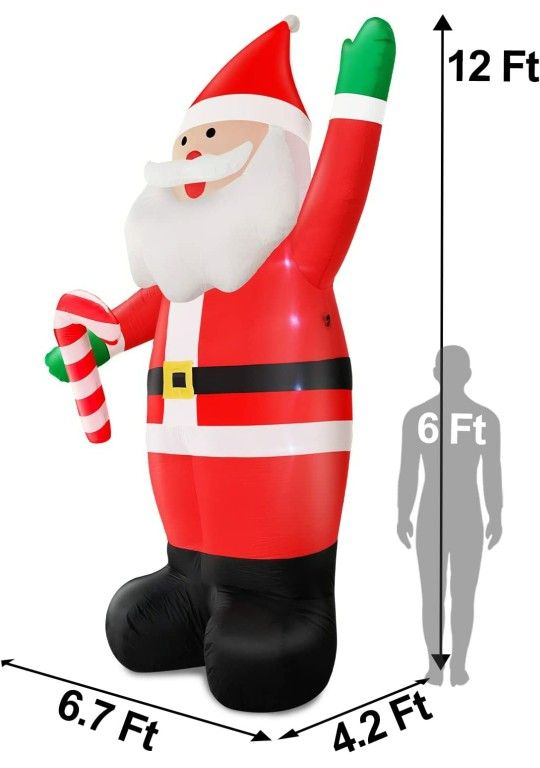 TURNMEON 12 Foot Super Giant Christmas Inflatable Santa Claus Christmas