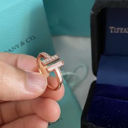Tiffany & Co. Rose Gold Rings With Diamonds And Mother Of Pearl Ring