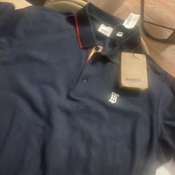  Navy Blue Burberry collard Shirt  Brand New