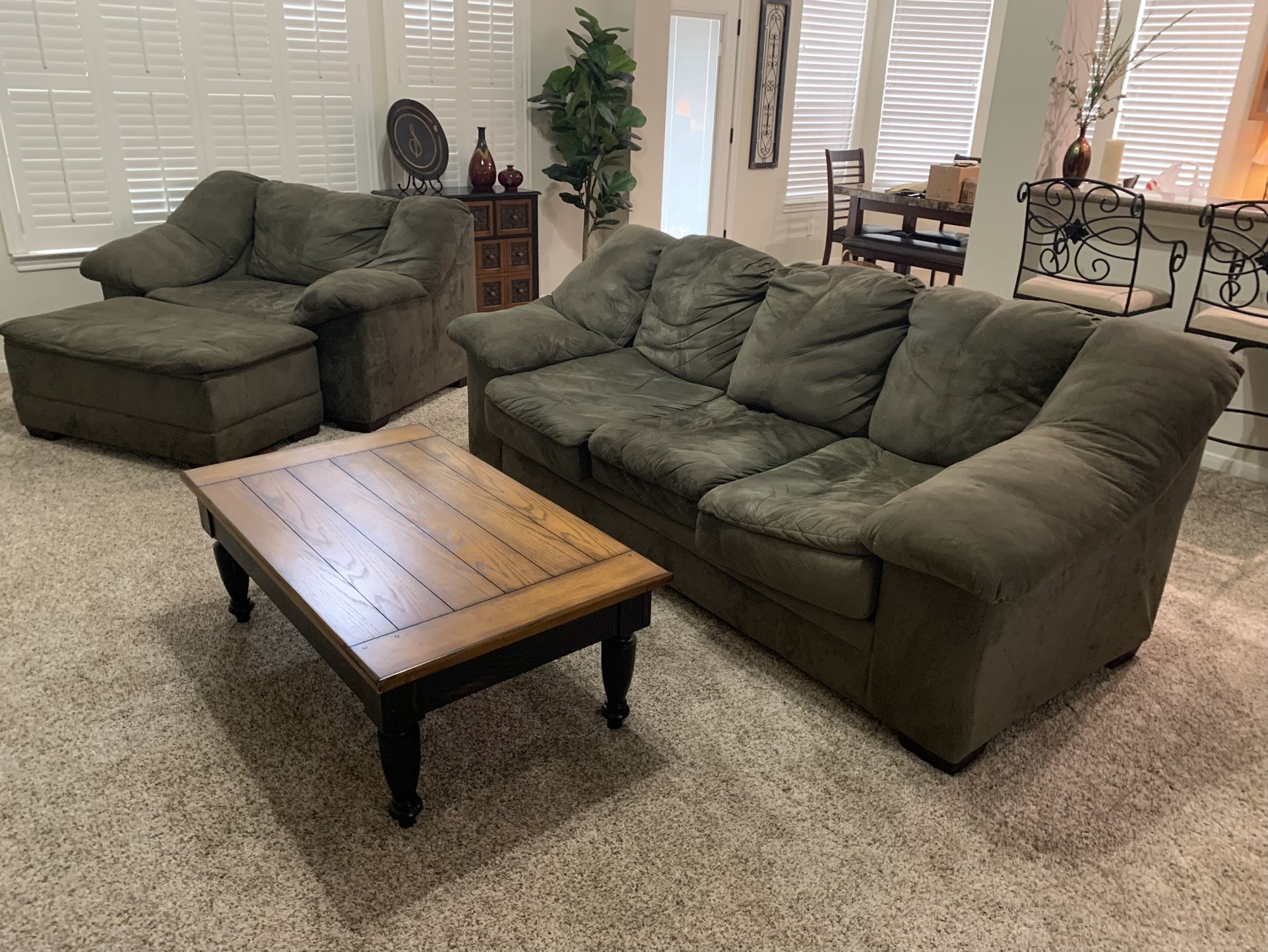 Couch, Chair, and Ottoman Set Plus Free Home Decor
