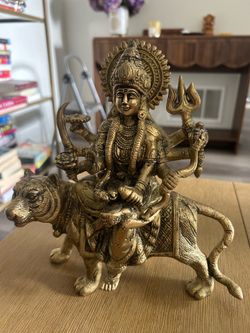 Sitting Durga Maa - Handcrafted Hindu Goddess Statue