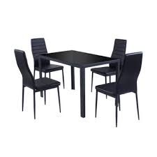 Goplus 5 Piece Kitchen Dining Set Glass Metal Table and 4 Chairs Breakfast Furniture