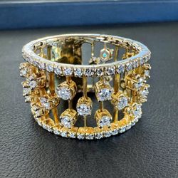 18k yellow gold 2CTW natural diamond fashion cage cocktail ring sz8.5