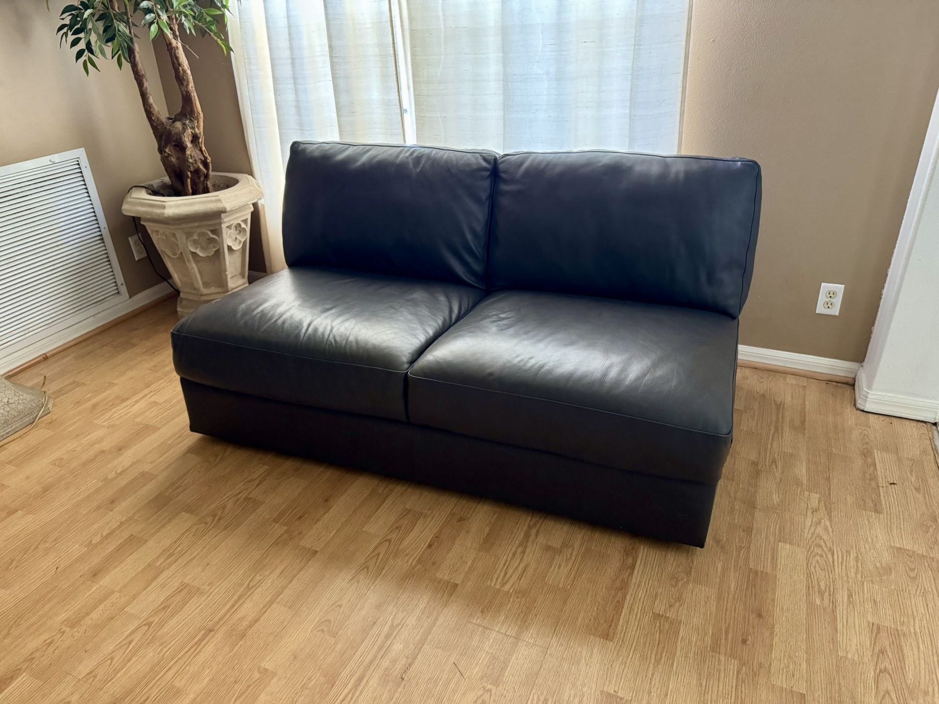 Dark Gray Italian Leather Loveseat