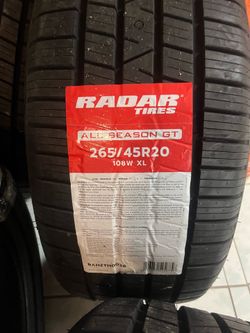 4 New Radar All Season GT Tires – 265/45R20 108W XL – Brand New, Never Used