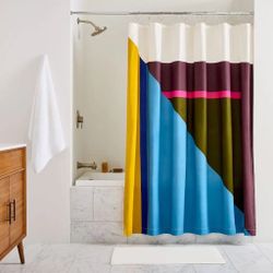 West Elm Color Block Shower Curtain 72 X 74 In