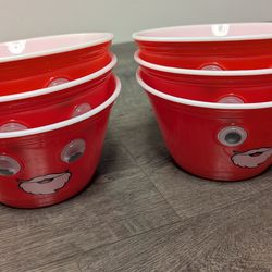 6 Red Santa bowls w Googly Eyes