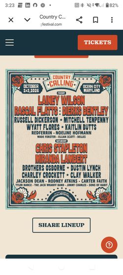Country calling tixs