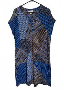 Dana Buchman Essential Dress Size XL Extra Large Retro Shift Coquette Indie Blue