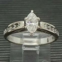 14K WHITE GOLD & .5CT PEAR DIAMOND RING