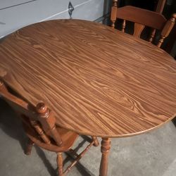 Oakwood Kitchen Table With Two Chairs