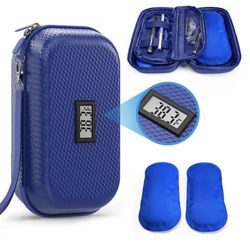 Insulin Cooler Travel Case TSA Approved, Refrigerated Medicine Travel Case with Temperature Display, Wrist Strap & 2 Reusable Ice Packs, Gift For Dail