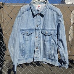 Vintage Pepsi Denim Jacket M Cotton Trucker Light Wash Blue Jean Size Large