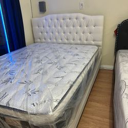 New Mattresses New Pillowtop New Memory Foam New Bed Frames Nuevo Colchones Camas Nuevas ‼️ Queen Frame With Matrress 